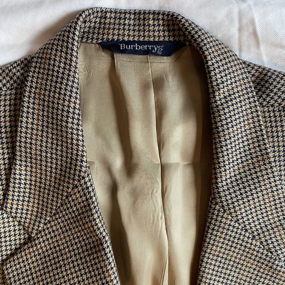 Vintage Burberry Suit Jacket Windowpane Wool 40R - Picture 2 of 6